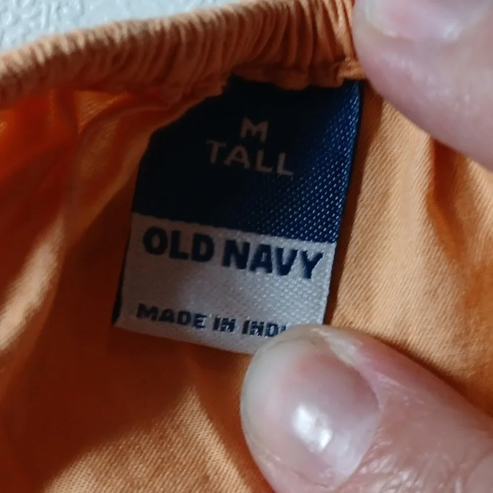 Old Navy Med Tall Orange Cotton Puff Sleeve Smocked Peplum Blouse V-Neck Top